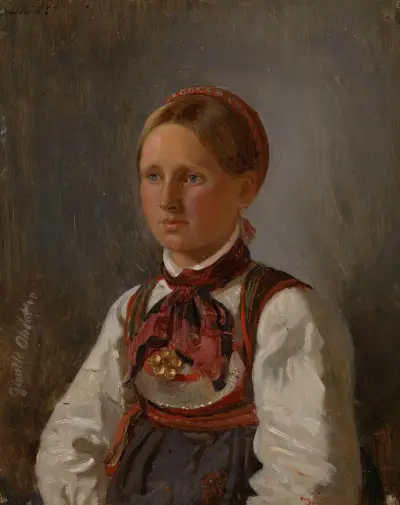 Portrait of Gunild Olsdatter from Tinn av Adolph Tidemand