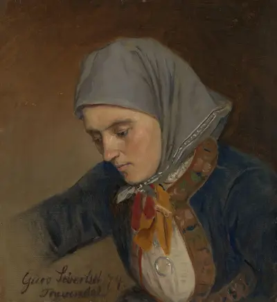Portrait of Guro Sivertsdatter Travendal av Adolph Tidemand