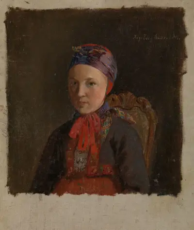 Portrait of Ingeborg Anderdatter Gulsvig av Adolph Tidemand