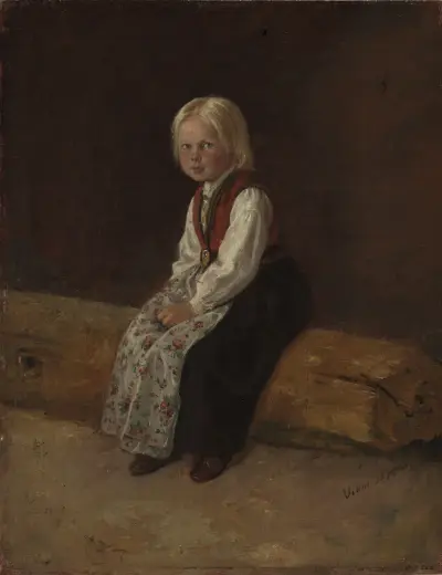 Portrait of Sella Larsdatter Vikør av Adolph Tidemand