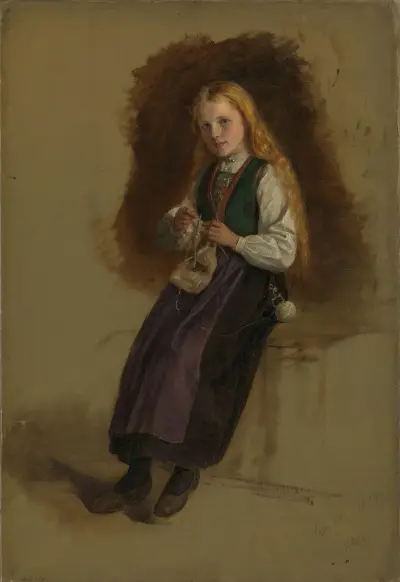 Portrait of Syneve Larsdatter from Vikør av Adolph Tidemand