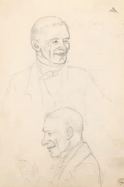 Portrait studies of a man (Probably 1859 or 1860) av Adolph Tidemand