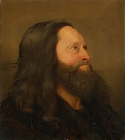 Portrait Study of an old Man av Adolph Tidemand