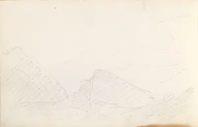 Riss av fjell og skyer av Adolph Tidemand