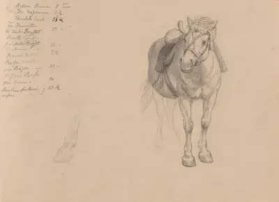 Saddled horse av Adolph Tidemand