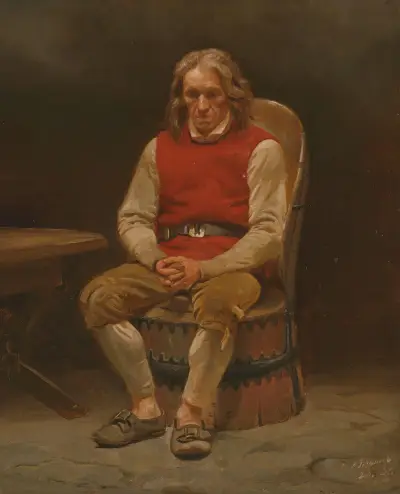 Seated Farmer, Study for Haugianerne av Adolph Tidemand