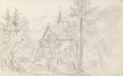 Seljord kirke av Adolph Tidemand