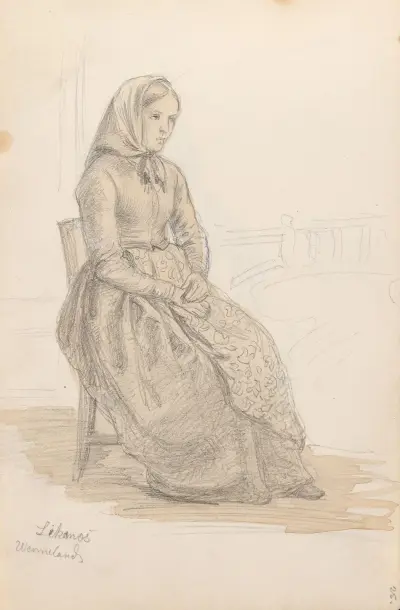 Sittende kvinne, Likenäs av Adolph Tidemand