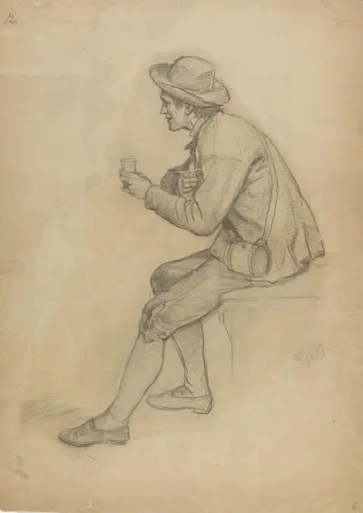 Sittende mann med beger av Adolph Tidemand
