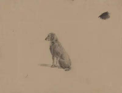 Sitting dog av Adolph Tidemand