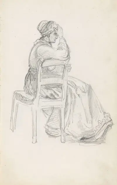 Sitting woman av Adolph Tidemand