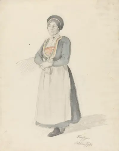 Stående kvinne i bunad von Adolph Tidemand