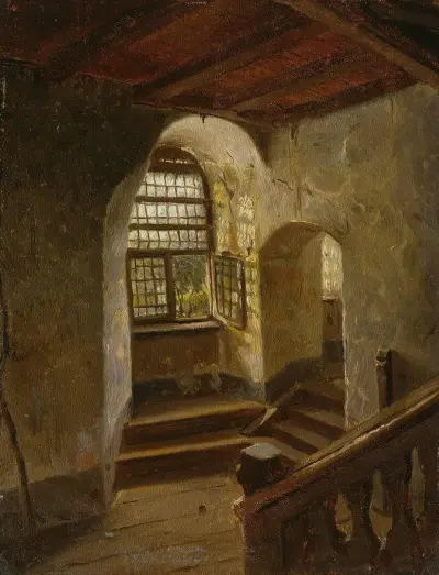 Stairway in a Castle by the Rhine av Adolph Tidemand