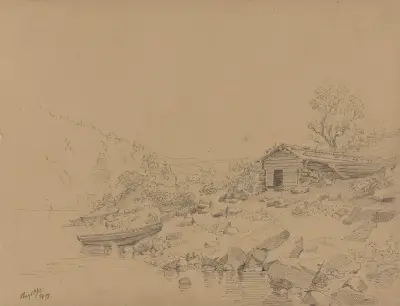 Strandparti, Magooset av Adolph Tidemand