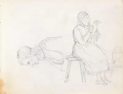 Studier av eldre kvinne av Adolph Tidemand