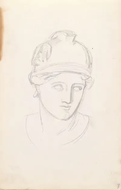 Study of sculpture head av Adolph Tidemand