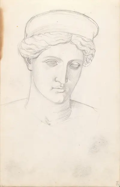 Studie av skulpturhuvud (troligen 1842 eller 1843) av Adolph Tidemand
