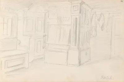 Stueinteriør, Rättvik av Adolph Tidemand