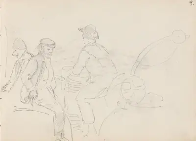 Three male figures av Adolph Tidemand