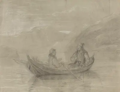 To fiskere i båt av Adolph Tidemand