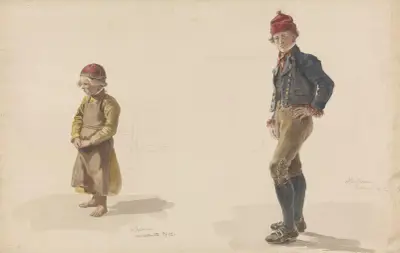 To gutter, Dalarne av Adolph Tidemand