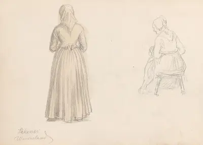 To ryggvendte kvinnefigurer, Likenäs av Adolph Tidemand