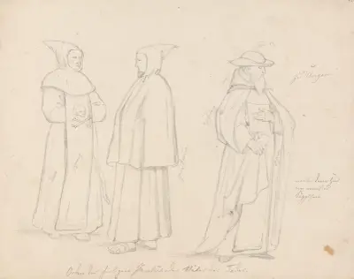 Tre paulinermunker av Adolph Tidemand