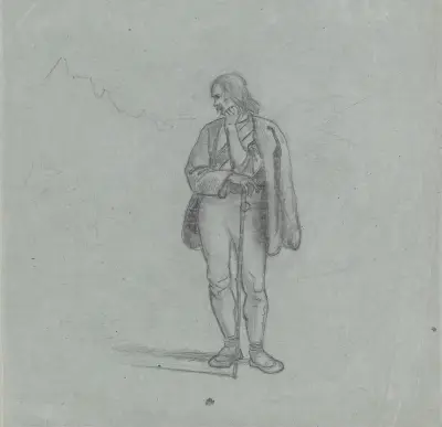 Vandringsmann med stav av Adolph Tidemand