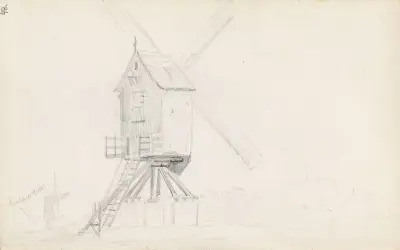 Vindmølle, Antwerpen av Adolph Tidemand