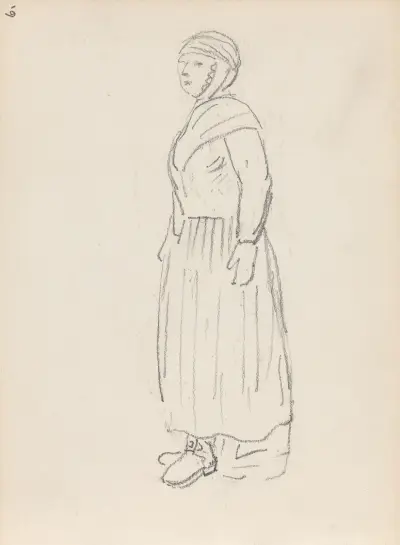 Woman in folk costume av Adolph Tidemand