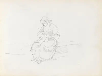 Woman sewing (Probably between 1865 and 1872) av Adolph Tidemand