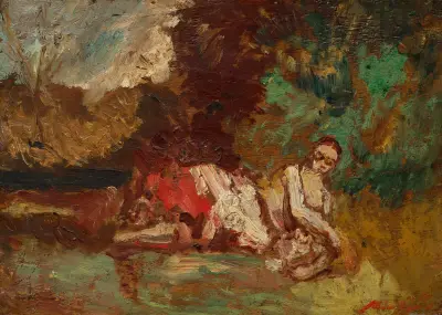 Liggande kvinna av Adolphe Monticelli
