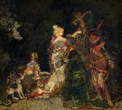 Figures in a Park av Adolphe Monticelli