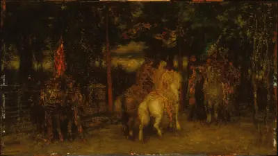 Landskap med figurer av Adolphe Monticelli
