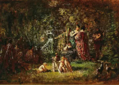 Liebesreigen in Parklandschaft von Adolphe Monticelli