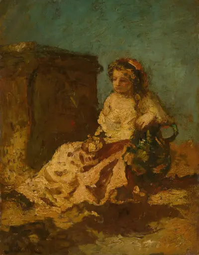 Meditation (Seated Woman) av Adolphe Monticelli