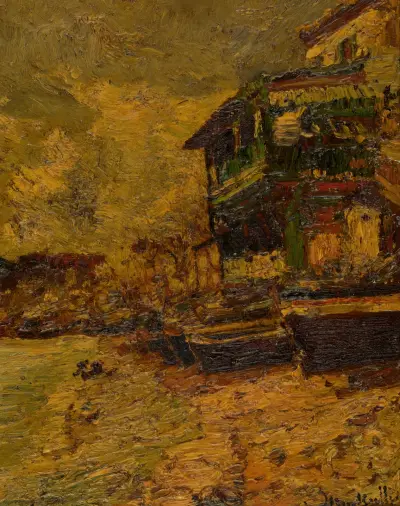 Restaurant Bernard in Estaque av Adolphe Monticelli