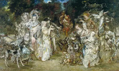 Samling i en park under Valois tid av Adolphe Monticelli