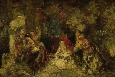 Kvinnor i en skog av Adolphe Monticelli