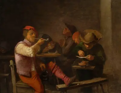 Peasant smoking tobacco in a tavern av Adriaen Brouwer