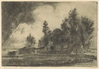Boerderij bij Voorburg av Willem Adrianus Grondhout