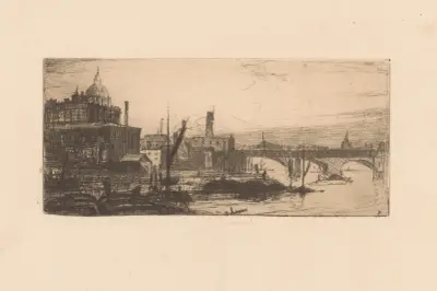 Bro över Themsen i London av Willem Adrianus Grondhout