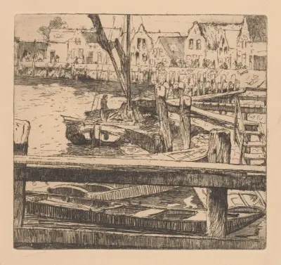 Volendams hamn av Willem Adrianus Grondhout