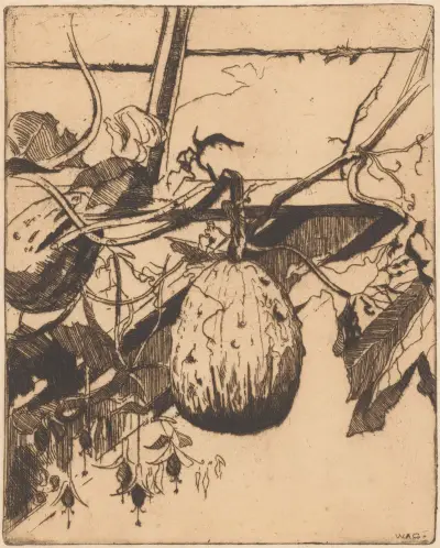 Kalebassen en fuchsia av Willem Adrianus Grondhout