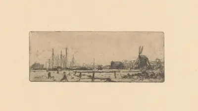 Laakhaven och Laakmolen i Haag av Willem Adrianus Grondhout