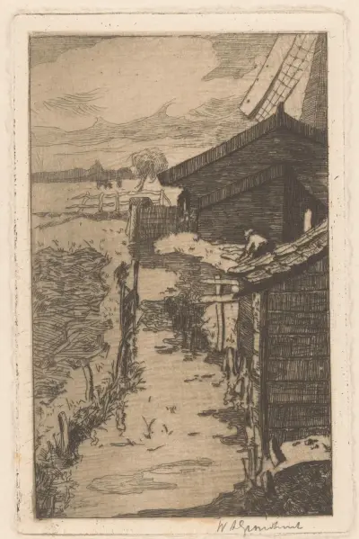 Landskap med dike av Willem Adrianus Grondhout