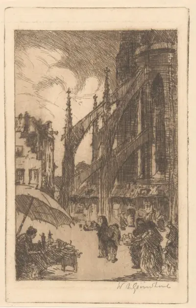 Marknad i en belgisk by av Willem Adrianus Grondhout
