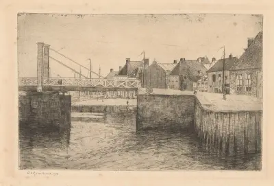 Ophaalbrug in Harlingen av Willem Adrianus Grondhout