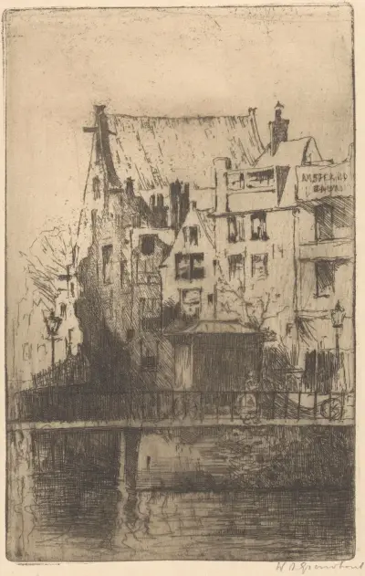 Oudezijds Kolk in Amsterdam av Willem Adrianus Grondhout