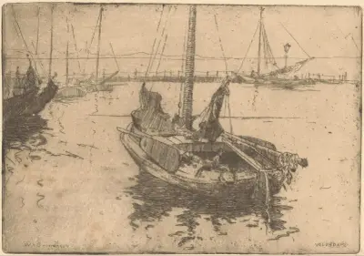 Slussar i Volendams hamn av Willem Adrianus Grondhout